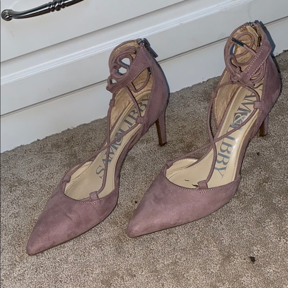 Pink lace up heels